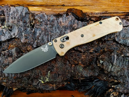 535 BUGOUT MICARTA CARVE SCALES- NATURAL BROWN